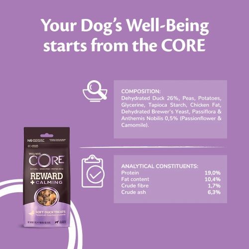 Wellness Core Reward+ Calming Dog Treats with Duck - 170g