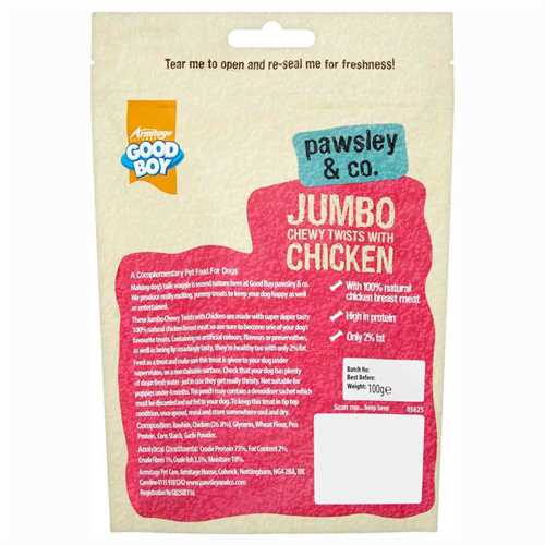 Good Boy Pawsley Jumbo Chewy Twists With Chicken - 100g