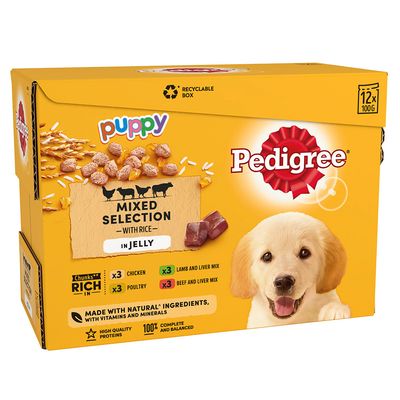 Pedigree Wet Puppy Food Mixed in Jelly Pouches