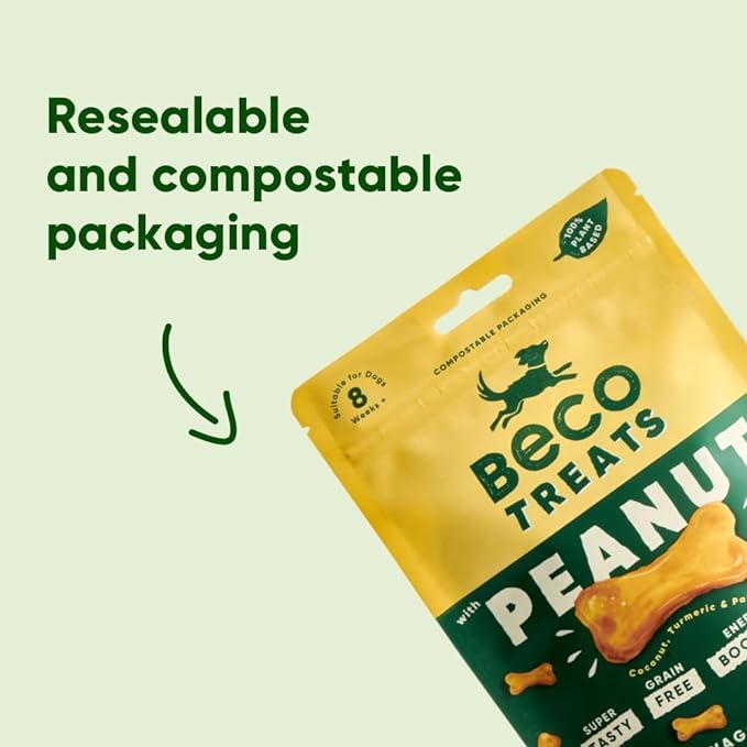 Beco Peanut Dog Treats with Coconut & Turmeric 70g