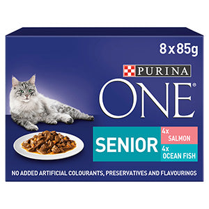 Purina ONE Wet 7+ Senior Cat Food Salmon and Ocean Fish 8x85g Pouches
