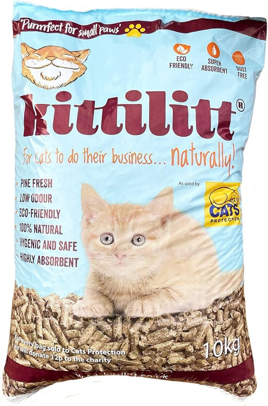 Kittilitt Premium 100% Natural Ultra Absorbent Low Odour Pine Eco Wood Pellets Cat Litter 20L