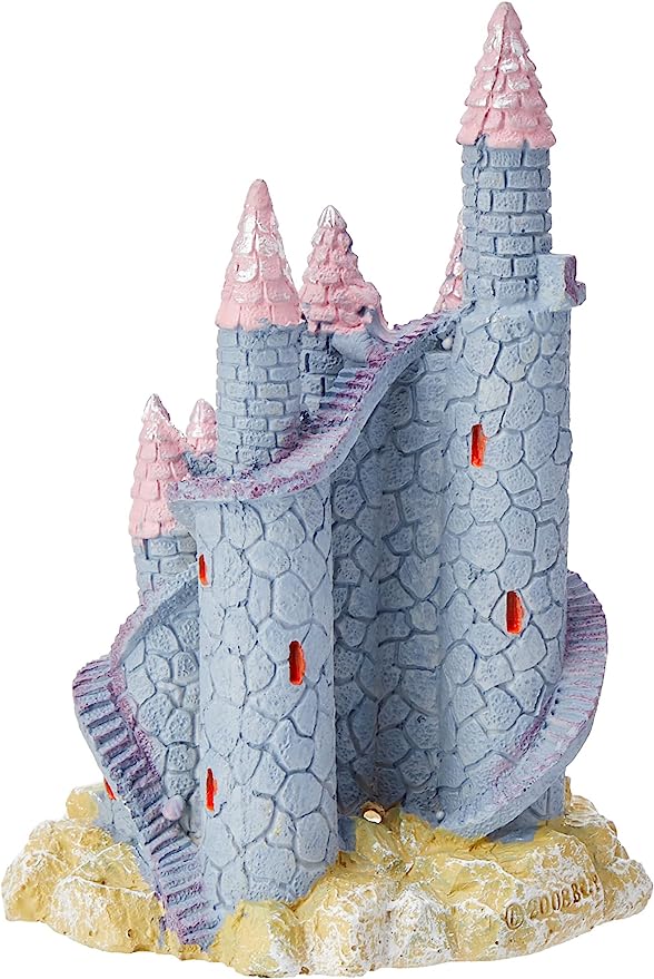 Rosewood Fantasy Castle Aquarium Ornament, Lilac/Pink