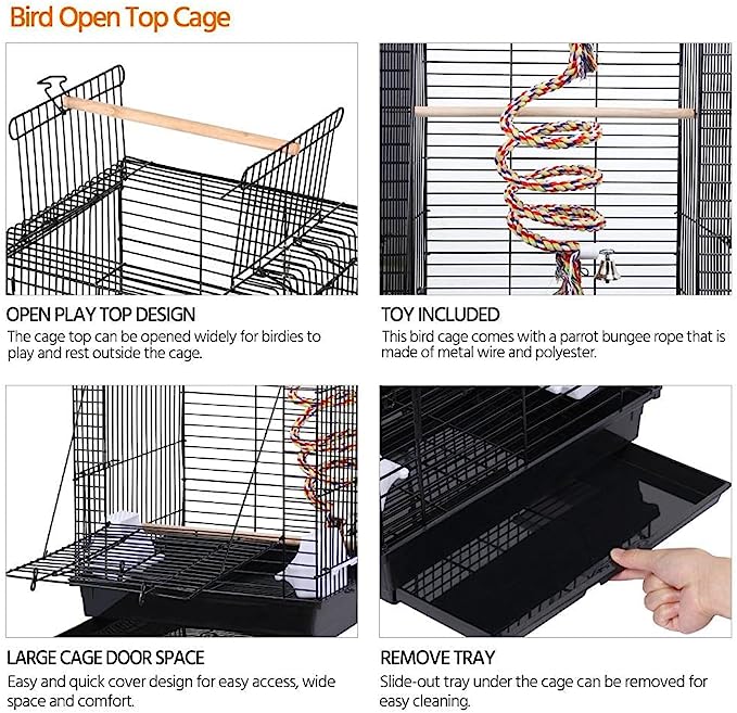 Bird Open Top Cage Small Portable