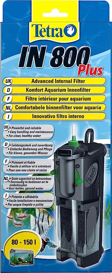 Tetra IN800 Plus Powerful Internal Filter for Physical, Biological and Chemical Aquarium Water Filtration Black 80-150 litre