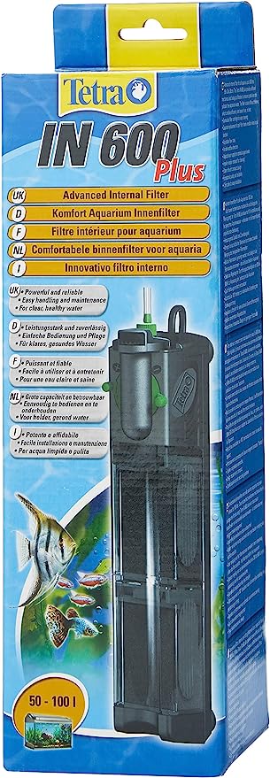 Tetra IN600 Plus Powerful Internal Filter for Physical, Biological and Chemical Aquarium Water Filtration Black 50-100 litre