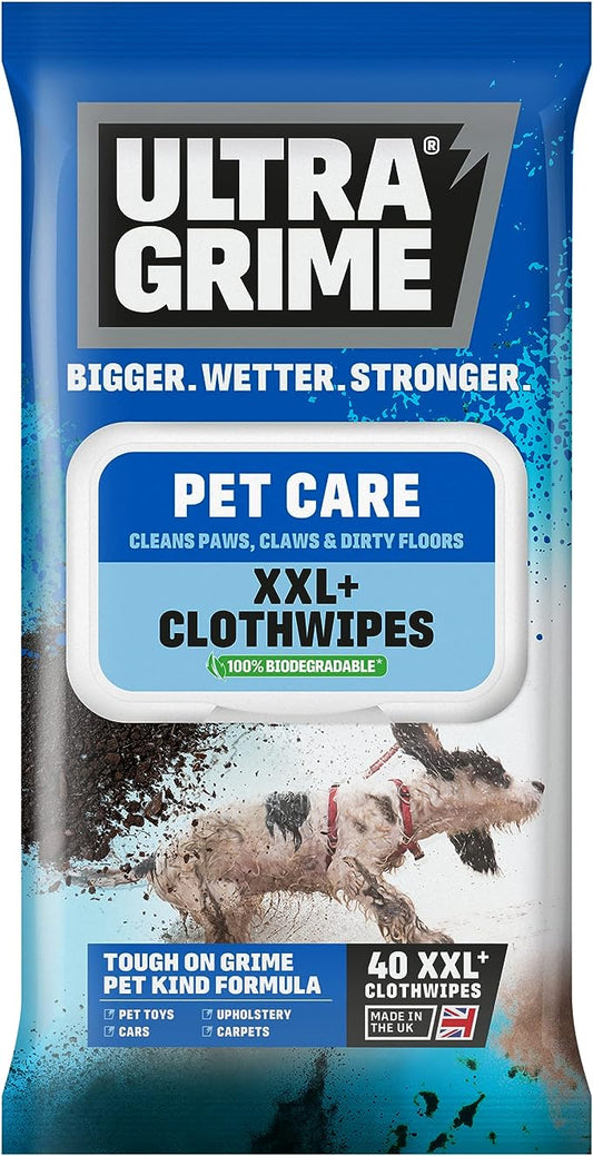 UltraGrime Pet Cleaning Wet Wipes 40 Thick Wipes - Pet Wipes Dog Cleaning Wipes