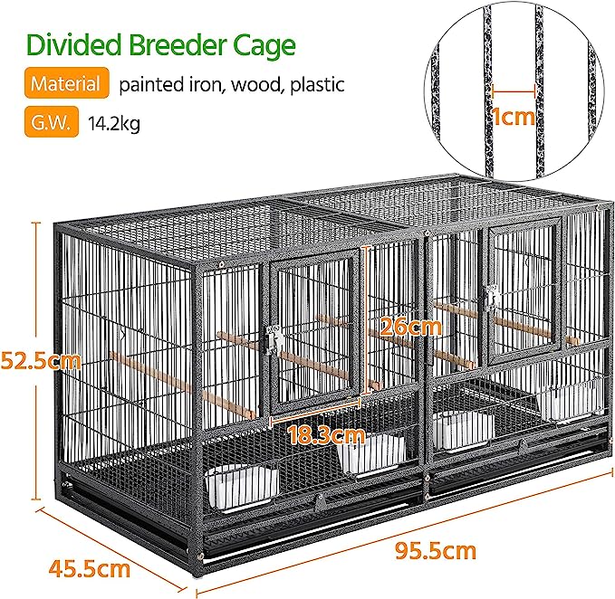 Yaheetech Metal Bird Cage Divided Medium Flight Cage