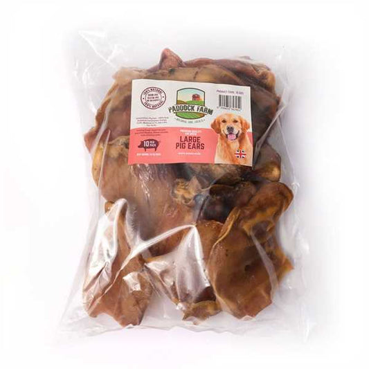 Paddock Farm Large Pig Ear Natural Dog Chew Treats - 10 pack