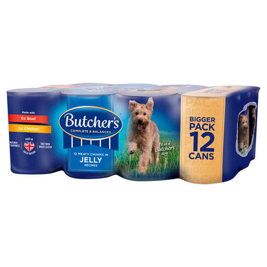 Butcher's Chunks in Jelly Recipes Wet Dog Food Tins 12 x 400g