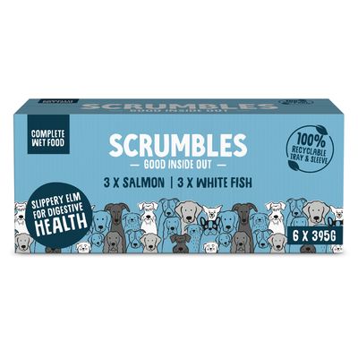Scrumbles Complete Grain Free Wet Dog Food Fish Variety Pack 6x395g Trays