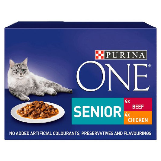 Purina One Senior Cat Food - Chicken & Beef 8 x 85g - Pets Universe