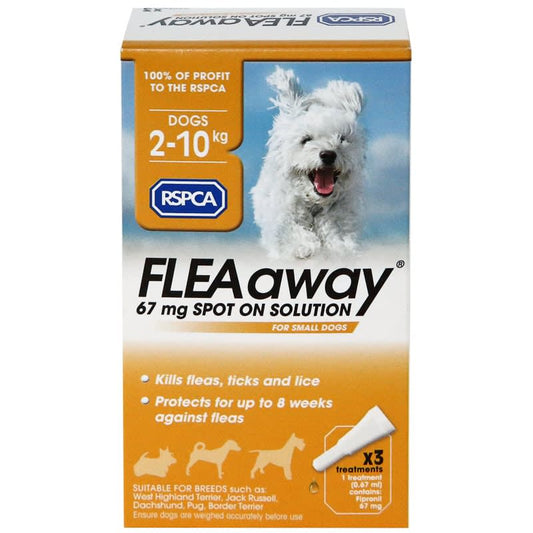 RSPCA FLEAaway Small Dog Flea Treatment 3 x 67mg - Pets Universe