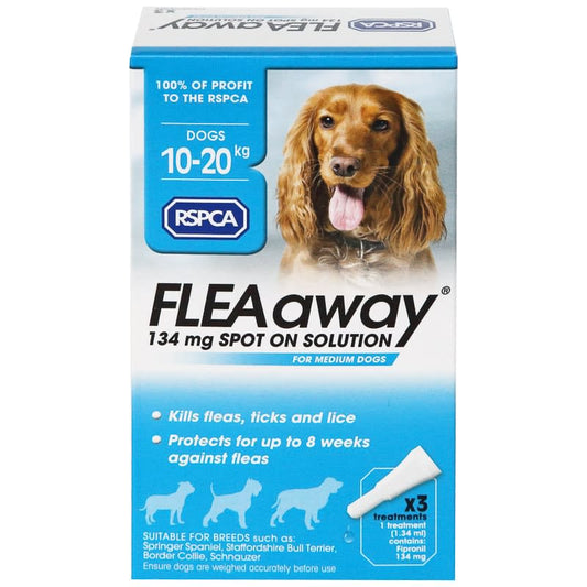 RSPCA FLEAaway Medium Dog Flea Treatment 3 x 134mg - Pets Universe