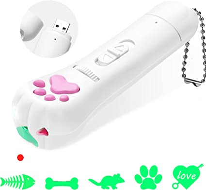 Interactive Cat Toy,Cat Toys for Indoor Cats Interactive,Rechargeable Cat Teaser Wand Toy with Classic Light and 5 Green Patterns,Latest Safety Pet Toys - Pets Universe