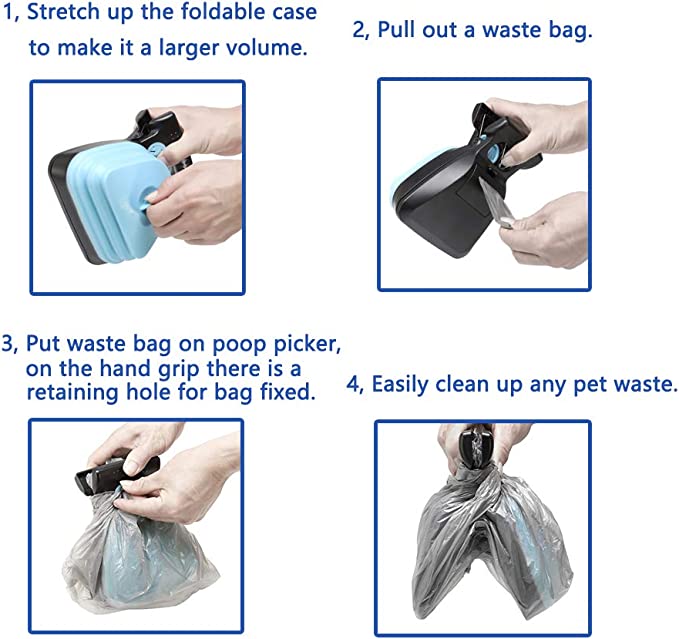 Portable Pet Pooper Scooper for Dog Cat Poop Scoop, Easy to Use Handheld Animal Waste Picker with Poo Bag Dispenser - Pets Universe