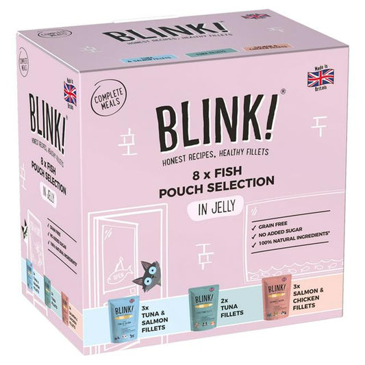 Blink! Wet Cat Food Fish Pouch Selection in Jelly 8x85g