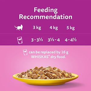 Whiskas Wet 1+ Adult Cat Food Poultry Feasts in Jelly 12x85g Pouches