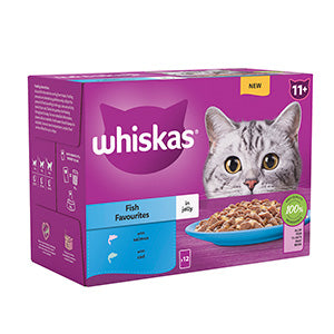 Whiskas Wet 11+ Senior Cat Food Fish Favourites in Jelly 12x85g Pouches