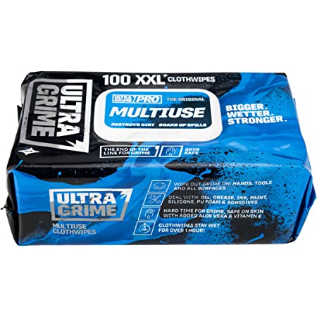 UltraGrime PRO Multiuse Cleaning Wet Wipes - Big Professional Disposable Wipes - Tougher Multi-Purpose Heavy-Duty Grime Cleaning Cloths (100 Thick Large Wipes) - Pets Universe