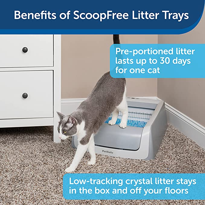 PetSafe ScoopFree Self Cleaning Cat Litter Tray Automatic system with disposable tray and crystal litter, Hygienic, Highly Absorbent and Dustproof Litter, 2nd Generation - Pets Universe