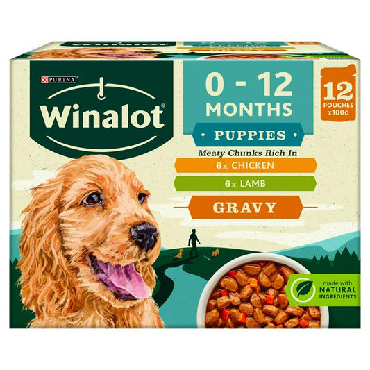 Winalot Puppy Food Pouches Mixed in Gravy 12x100g - Pets Universe