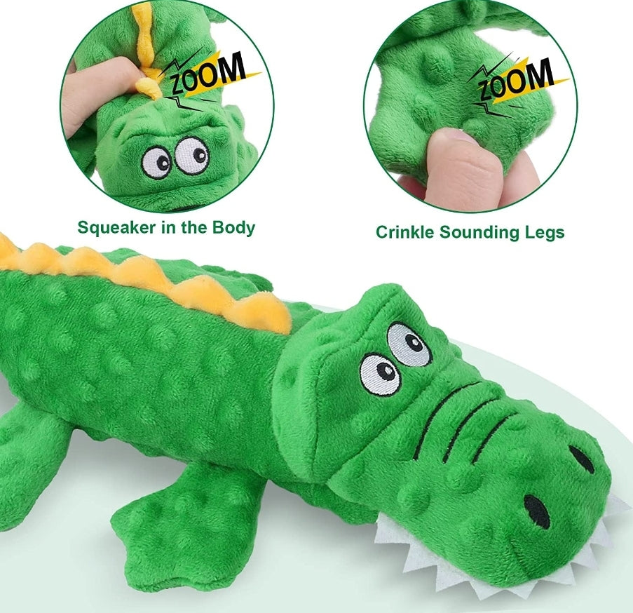 Dino Croc Dog Chew Toy Squeaky Crocodile Stuffed Dog Toy