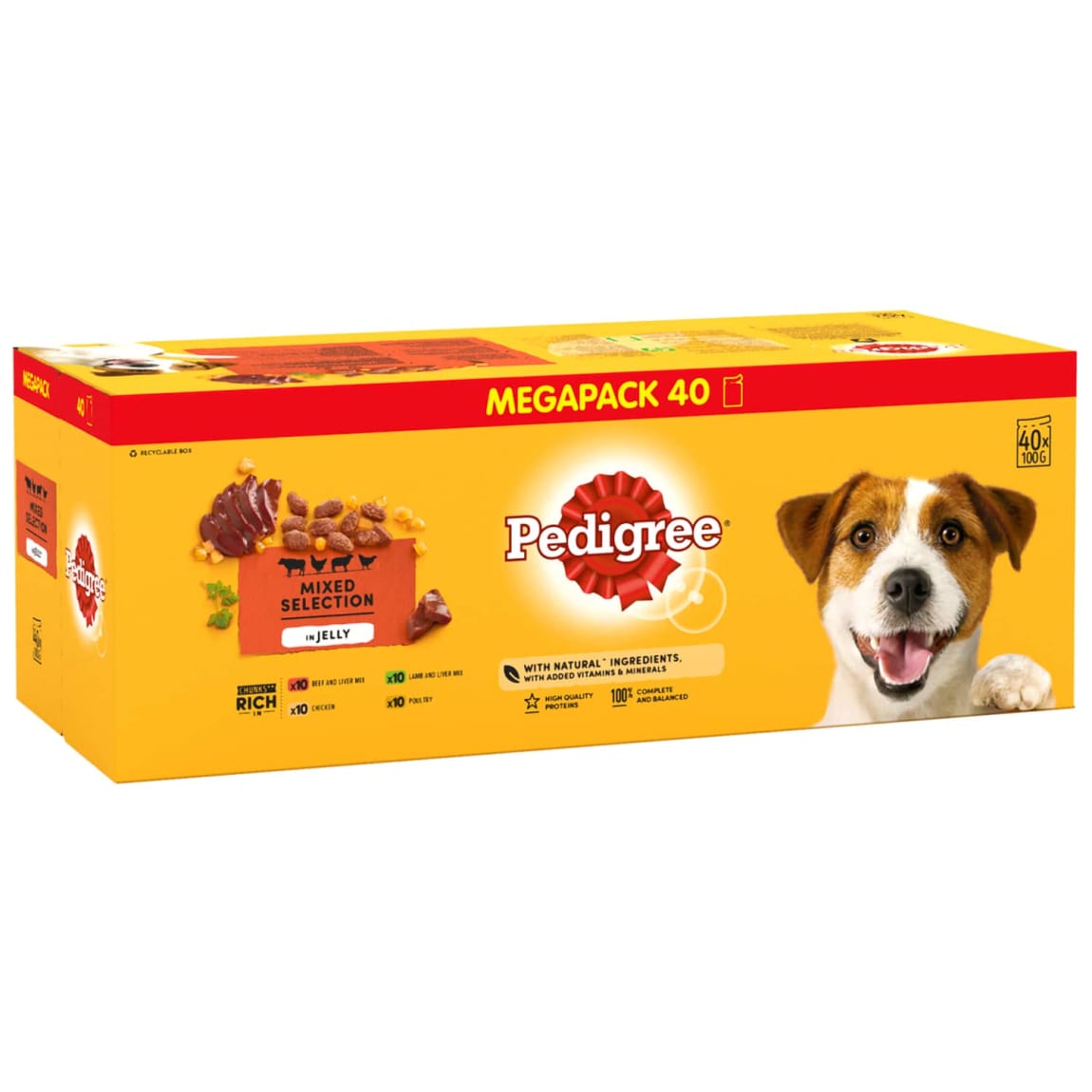Pedigree Adult Wet Dog Food Pouches Mixed In Jelly Mega Pack 40x100g
