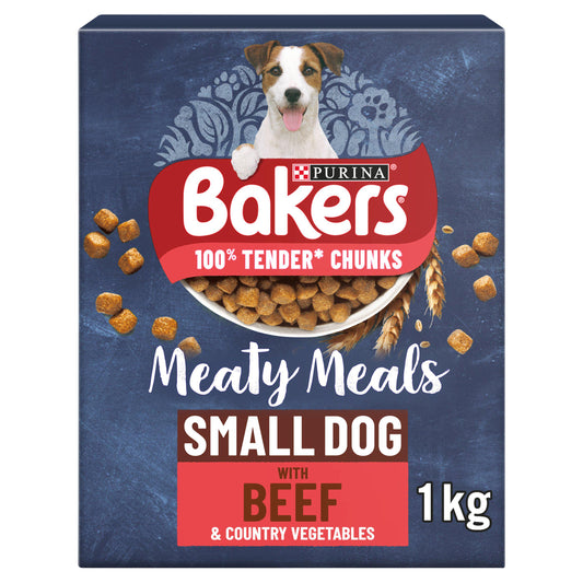 Bakers Meaty Meals Adult Small Dry Dog Food Beef 1kg - Pets Universe
