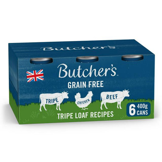 Butcher's Tripe Loaf Recipes Dog Food Tins 6x400g - Pets Universe
