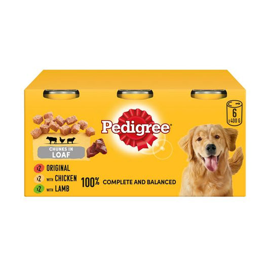 Pedigree Adult Wet Dog Food Tins Mixed in Loaf 6 x 400g - Pets Universe