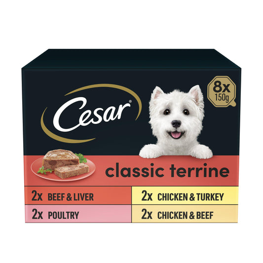 Cesar Classics Terrine Dog Food Trays Mixed in Loaf 8 x 150g - Pets Universe