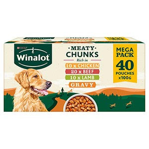 Winalot Wet Adult Dog Food Pouches Mixed in Gravy 40 x 100g - Pets Universe