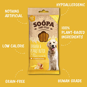 Soopa Banana and Peanut Butter Jumbo Stick All Natural Dog Treats 170g - Pets Universe