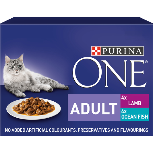Purina One Adult Cat Food - Lamb & Fish 8 x 85g - Pets Universe